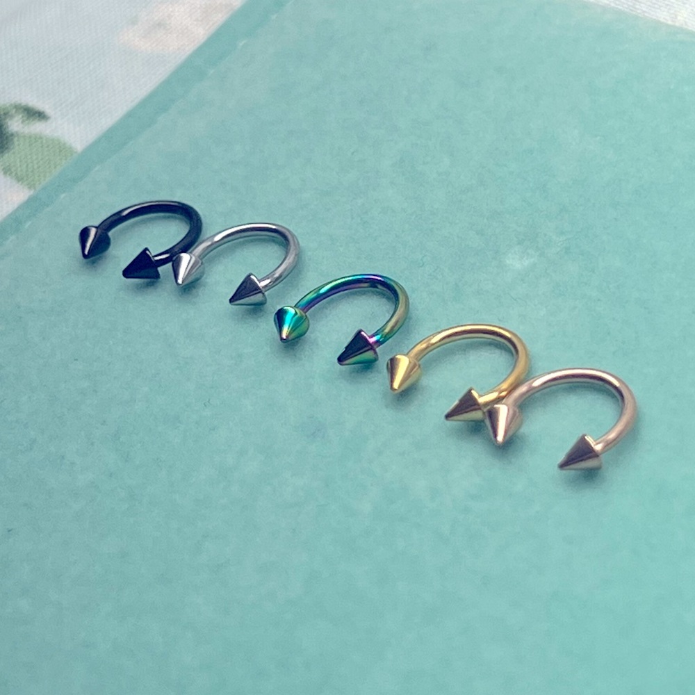 Nose Rings Stainless Steel Set Of 5 Acrylic Horseshoe-Shaped Septum Perforated